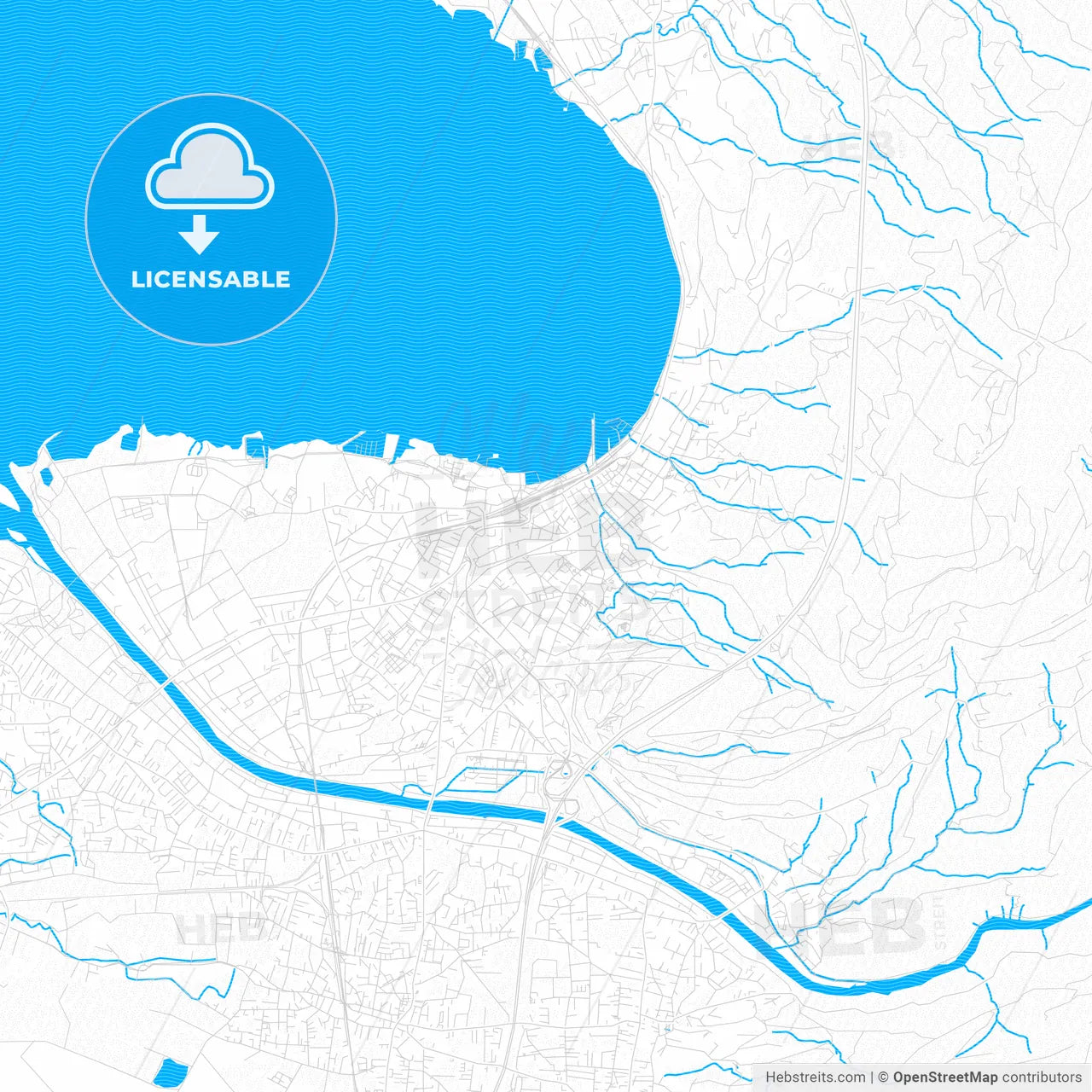Bregenz, Austria PDF vector map with water in focus