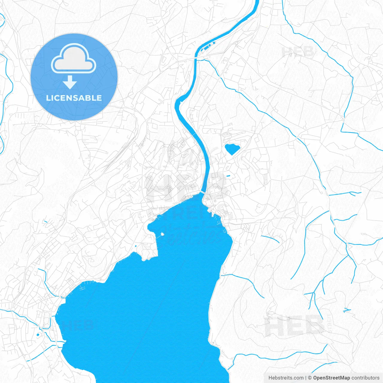 Gmunden, Austria PDF vector map with water in focus