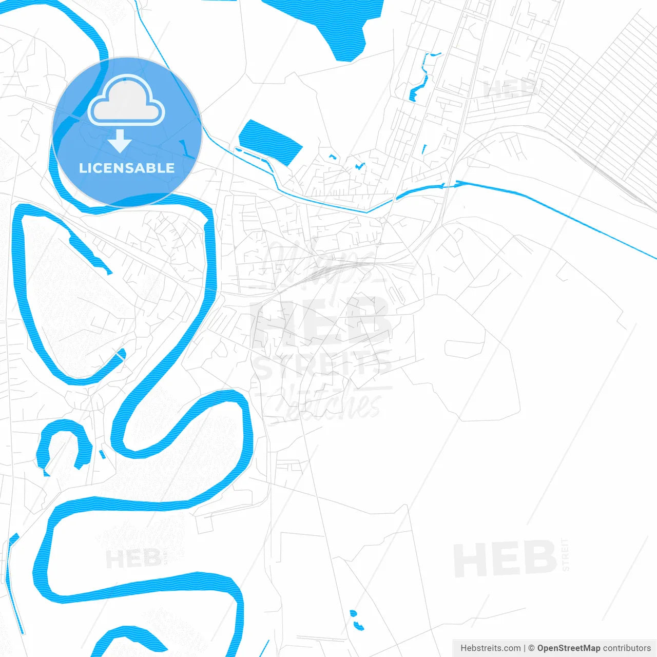 Shirvan, Azerbaijan PDF vector map with water in focus