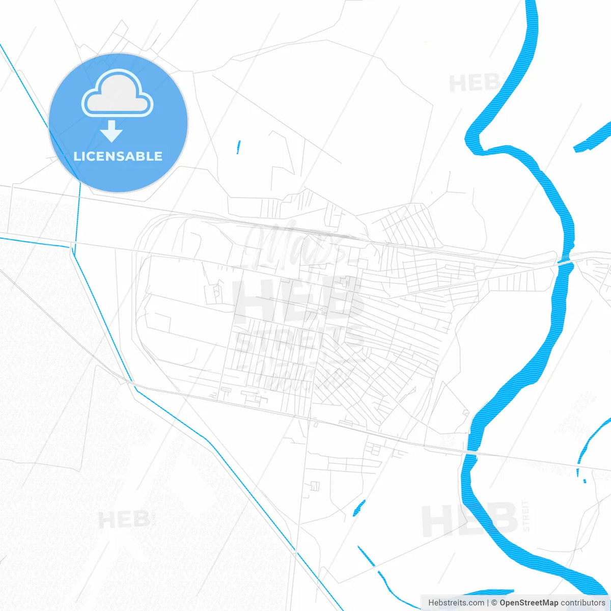 Yevlakh, Azerbaijan PDF vector map with water in focus