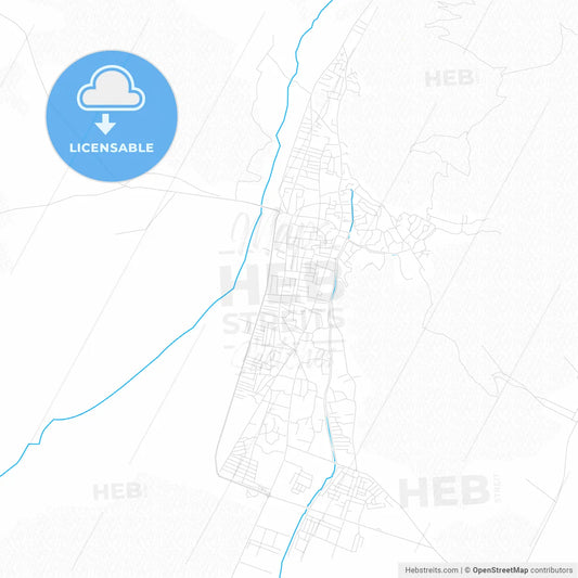 Shaki, Azerbaijan PDF vector map with water in focus