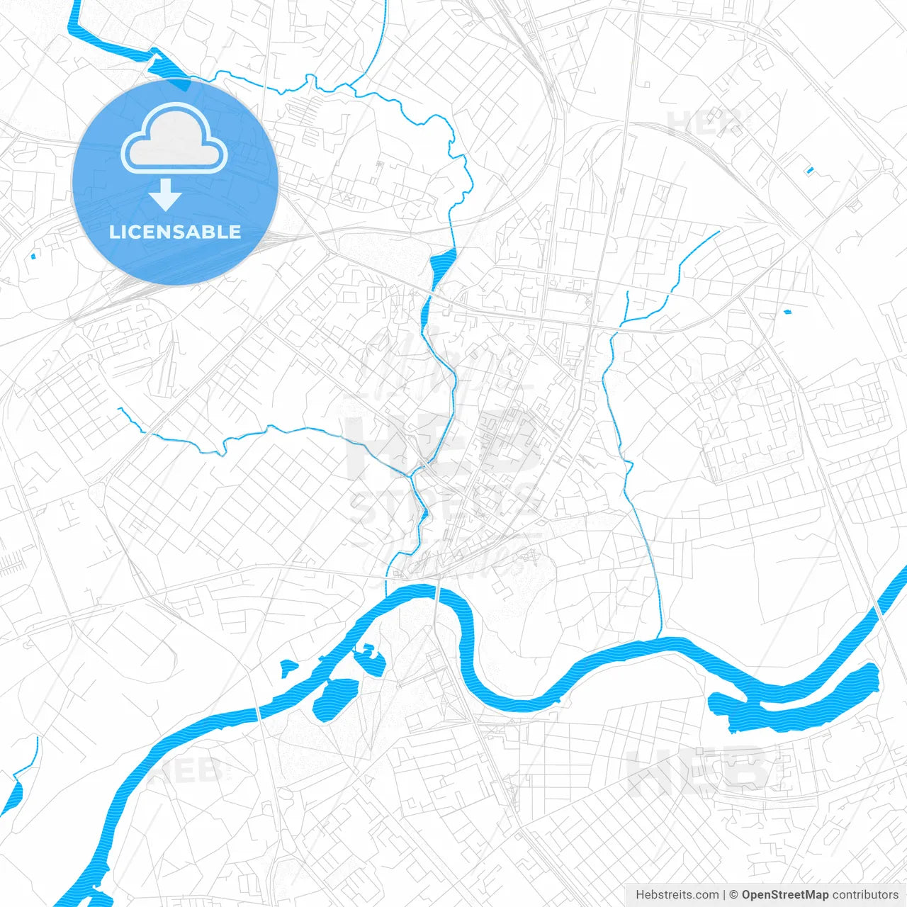 Mogilev, Belarus PDF vector map with water in focus