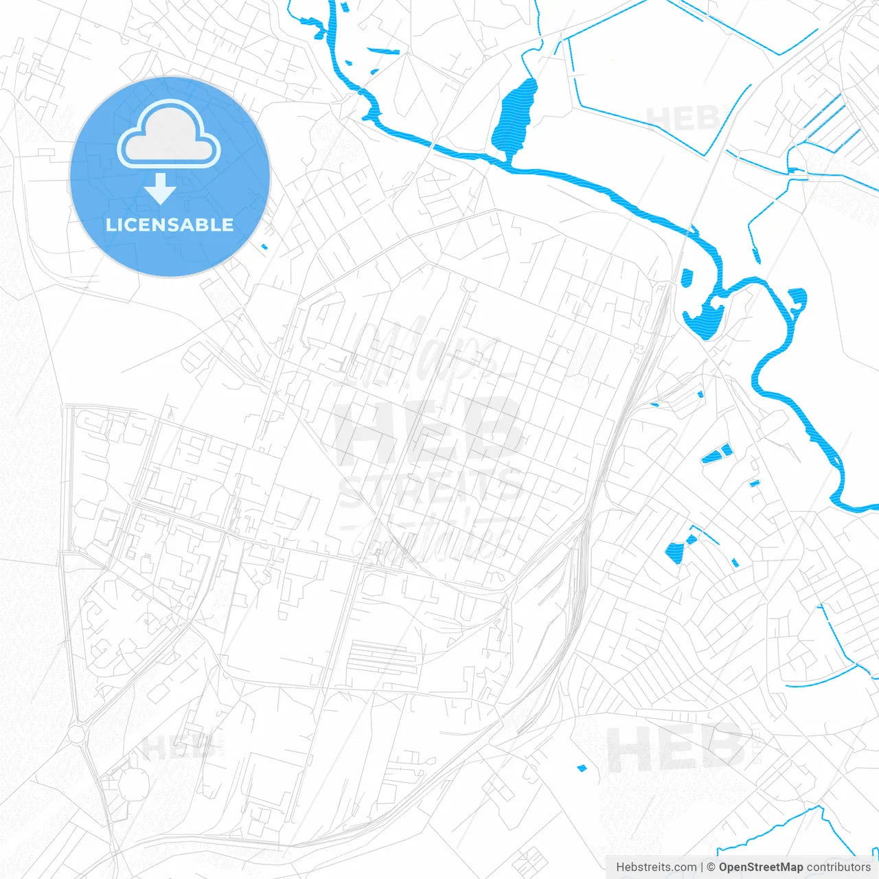 Barysaw, Belarus PDF vector map with water in focus