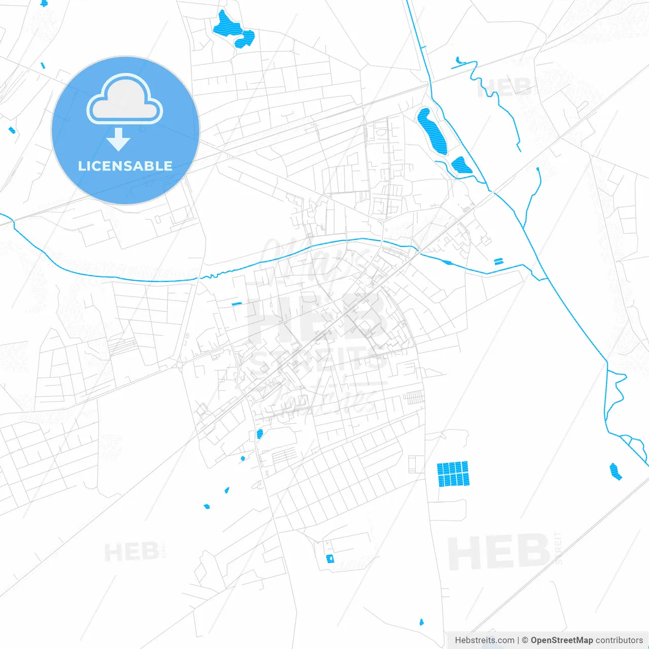 Byaroza, Belarus PDF vector map with water in focus