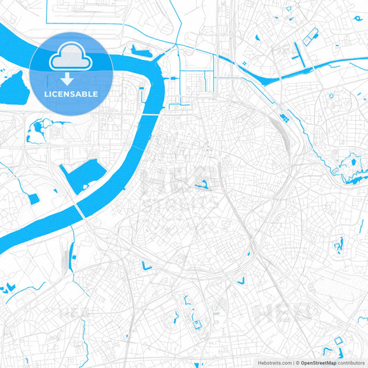 Antwerp, Belgium PDF vector map with water in focus