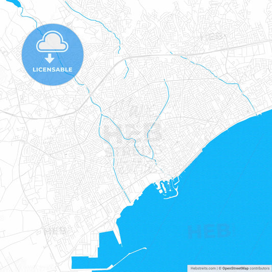 Limassol  , Cyprus PDF vector map with water in focus