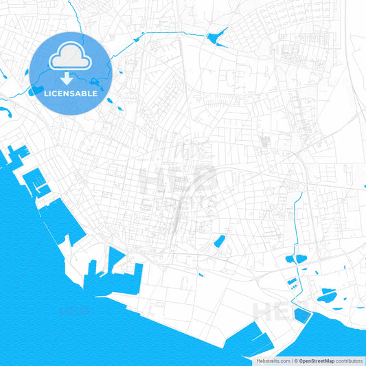 Esbjerg, Denmark PDF vector map with water in focus