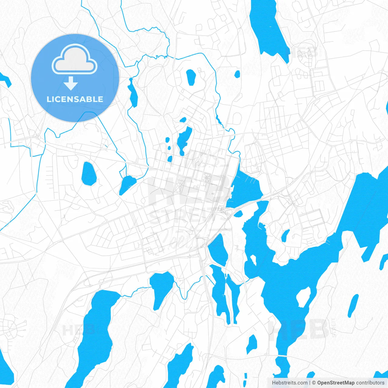 Mikkeli, Finland PDF vector map with water in focus