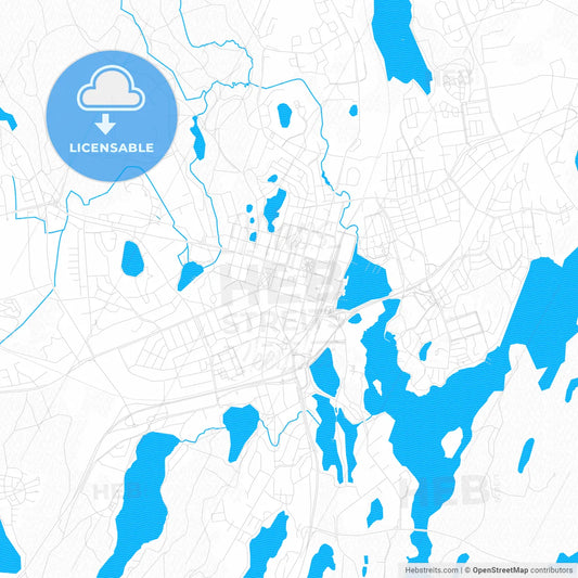 Mikkeli, Finland PDF vector map with water in focus