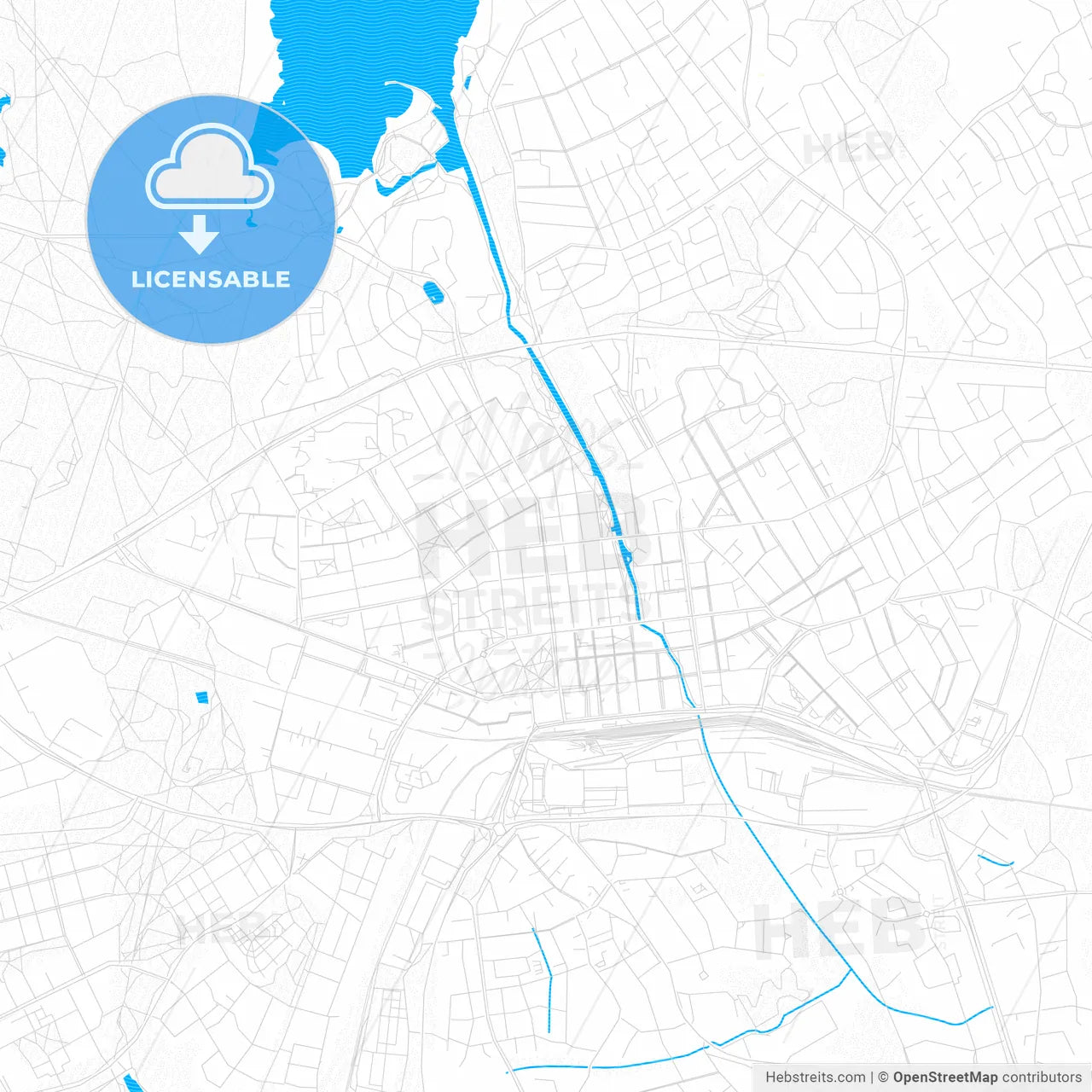 Kokkola, Finland PDF vector map with water in focus