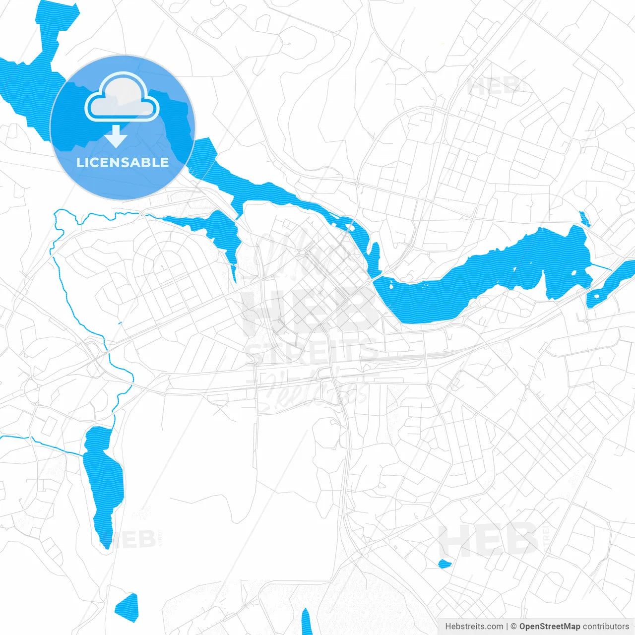 Kajaani, Finland PDF vector map with water in focus