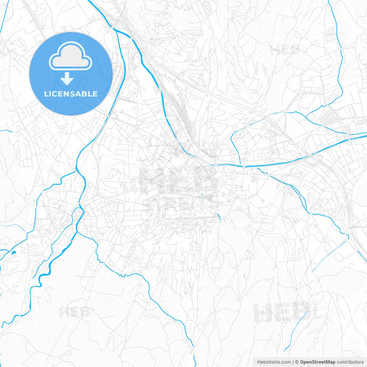Chambéry, France PDF vector map with water in focus