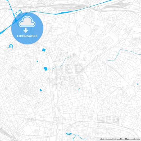 Bagnolet, France PDF vector map with water in focus