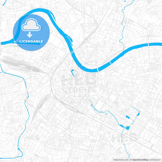 Dresden, Germany PDF vector map with water in focus