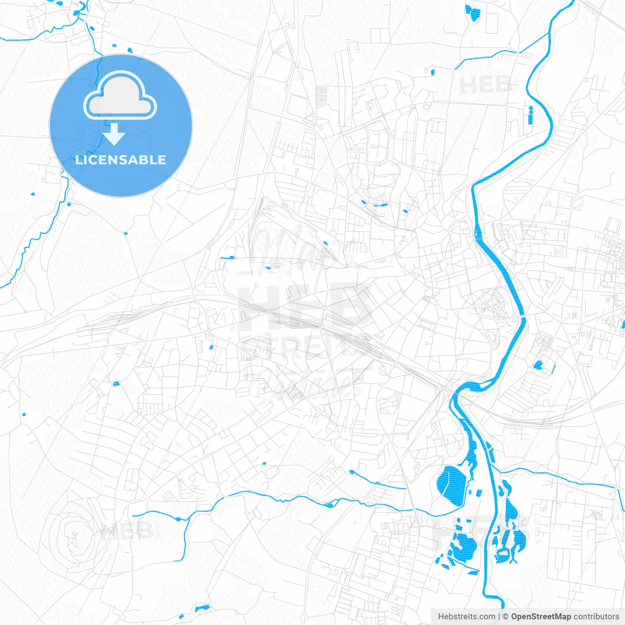 Gorlitz, Germany PDF vector map with water in focus