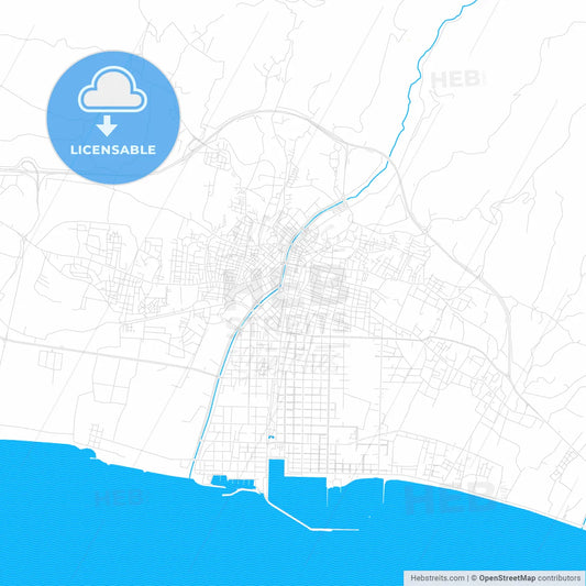 Kalamata, Greece PDF vector map with water in focus