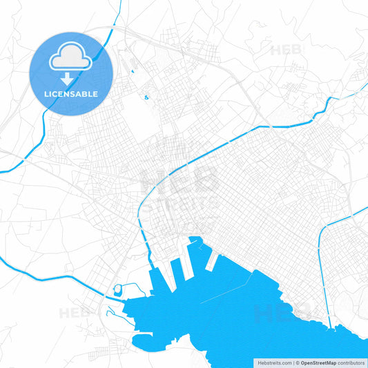 Nea Ionia, Greece PDF vector map with water in focus