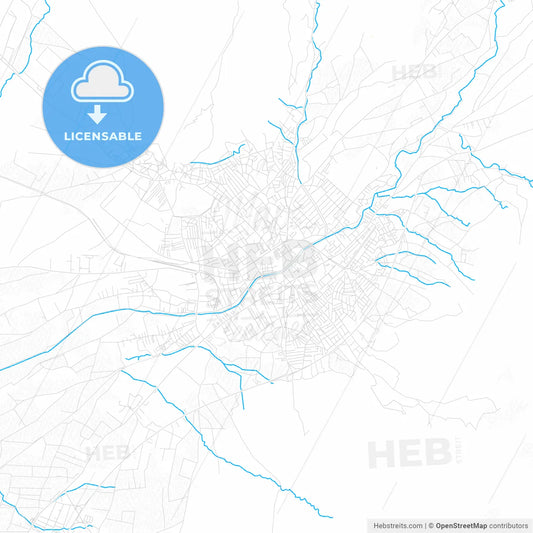 Prilep, North Macedonia PDF vector map with water in focus