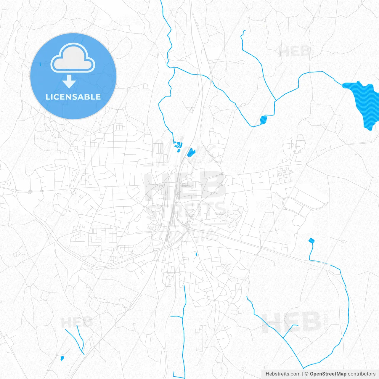 Ski, Norway PDF vector map with water in focus