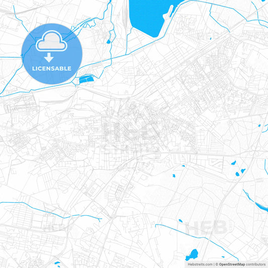 Dąbrowa Górnicza, Poland PDF vector map with water in focus