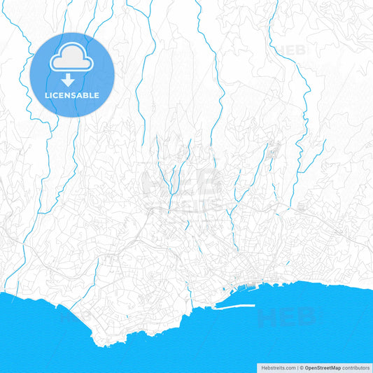 Funchal, Portugal PDF vector map with water in focus