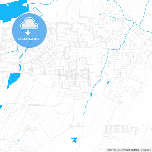 Almetyevsk, Russia PDF vector map with water in focus