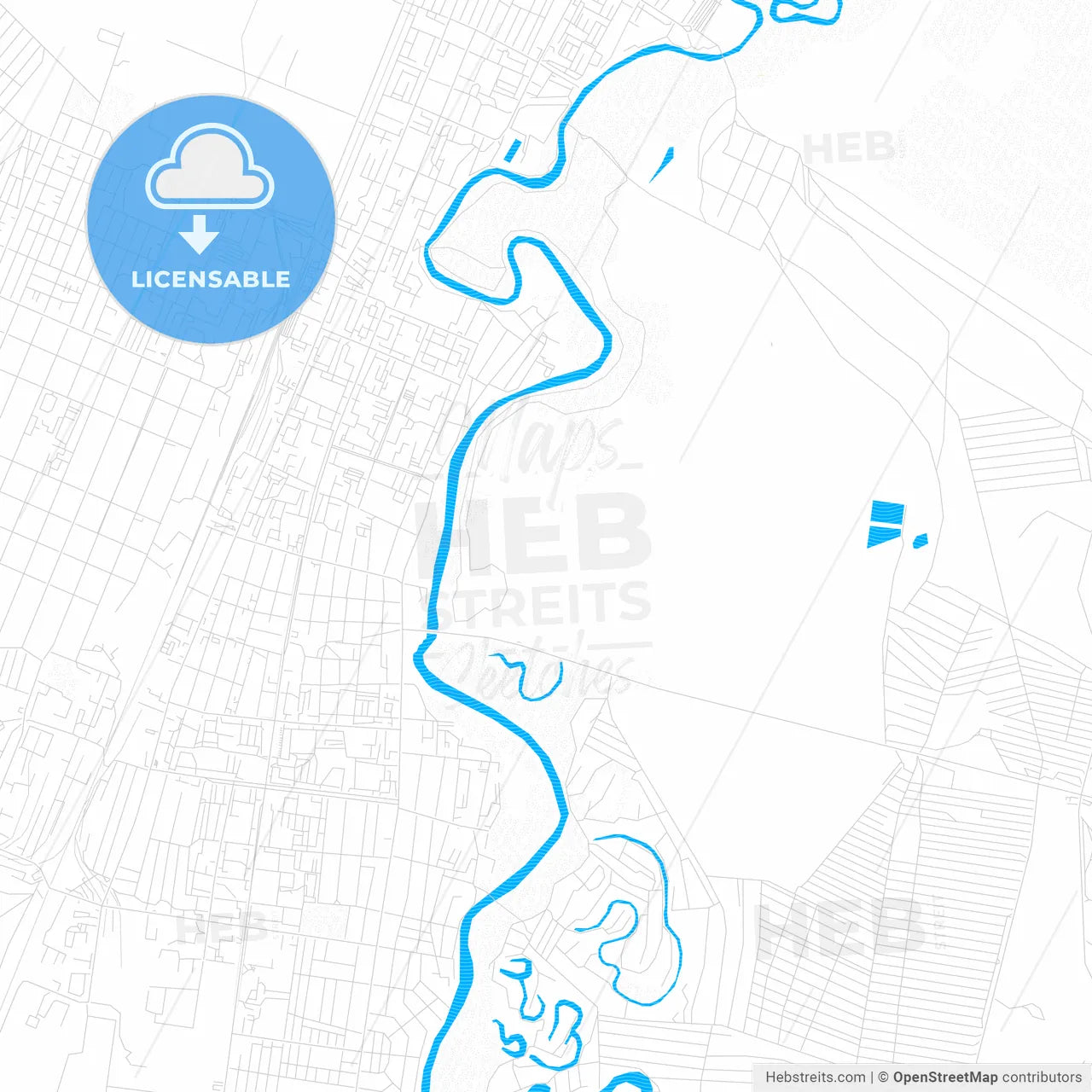 Rubtsovsk, Russia PDF vector map with water in focus