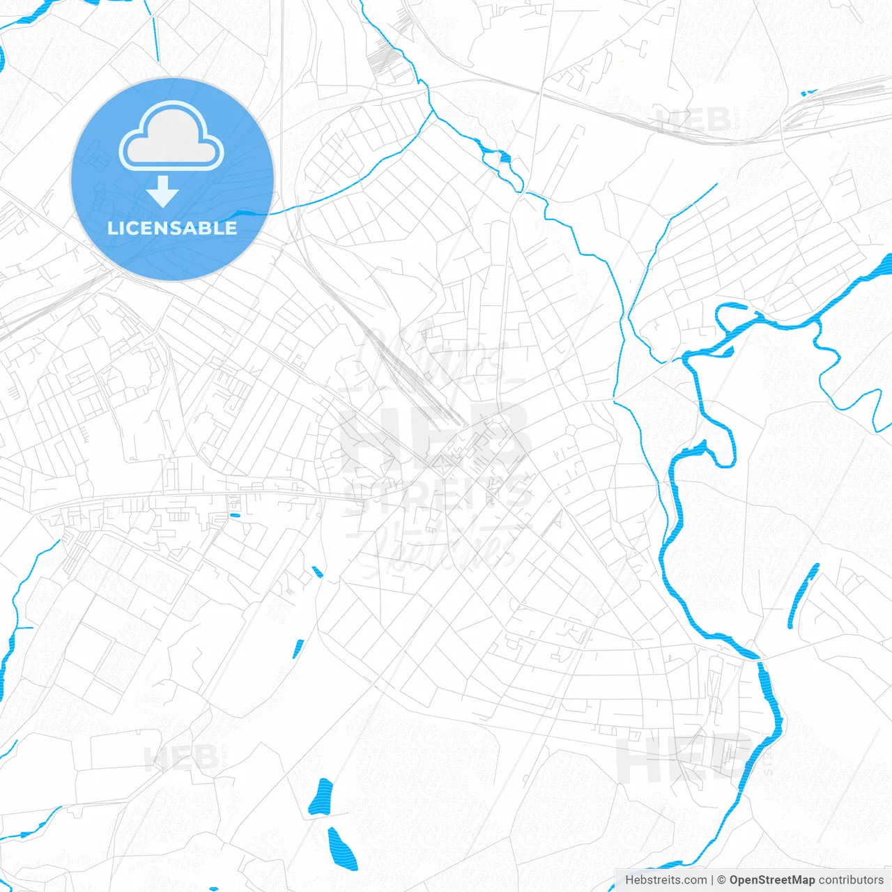 Michurinsk, Russia PDF vector map with water in focus