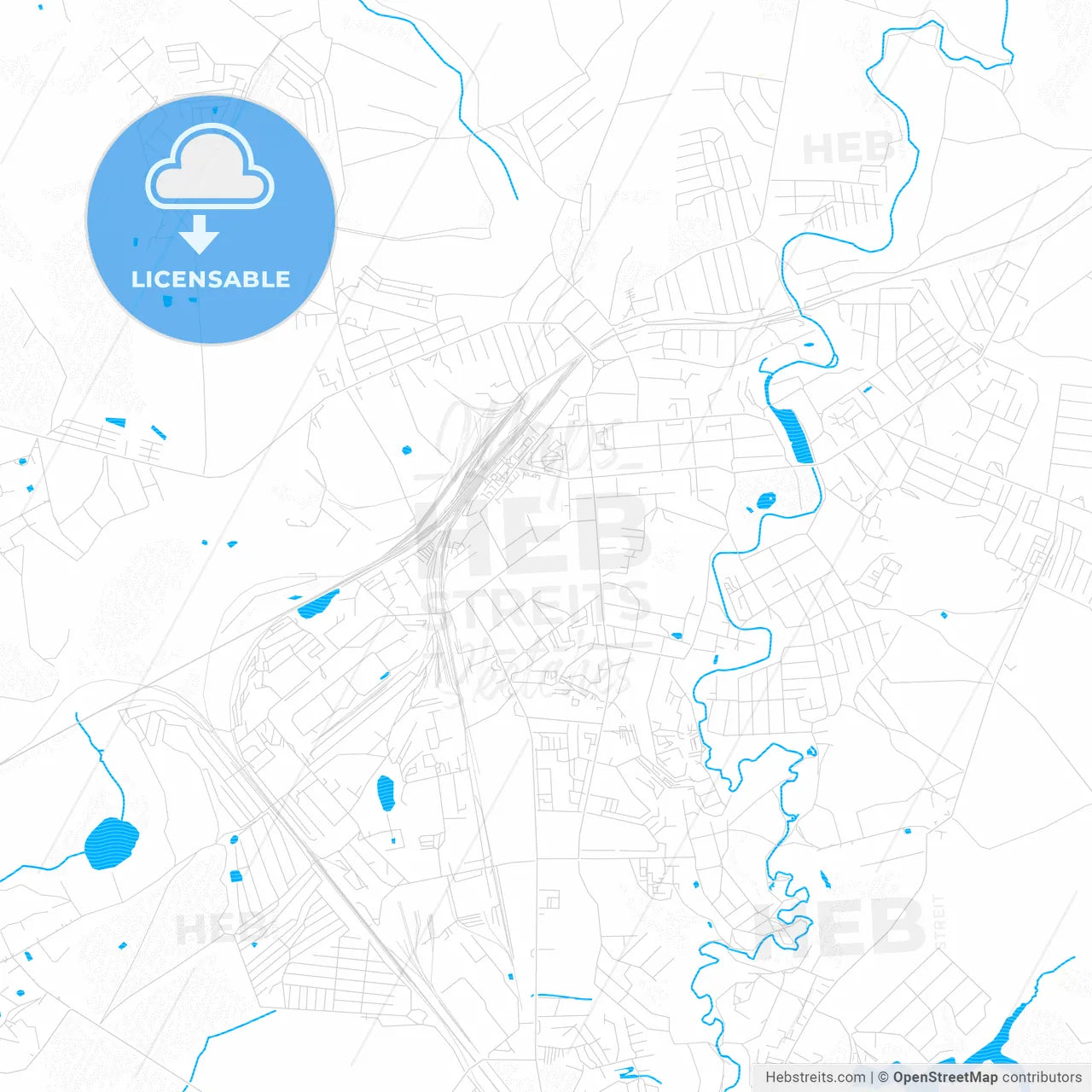 Alexandrov, Russia PDF vector map with water in focus