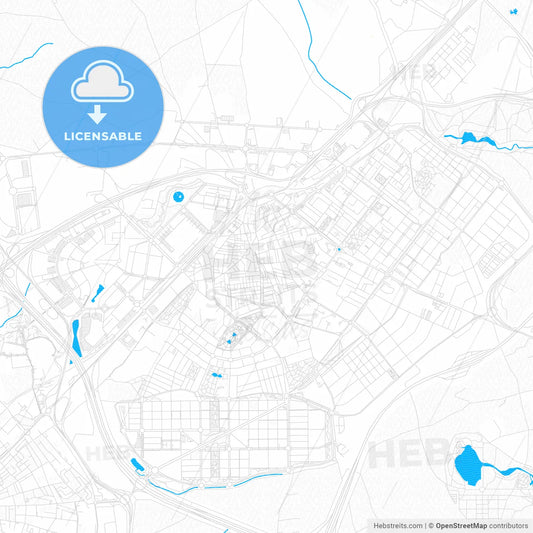 Alcorcón, Spain PDF vector map with water in focus