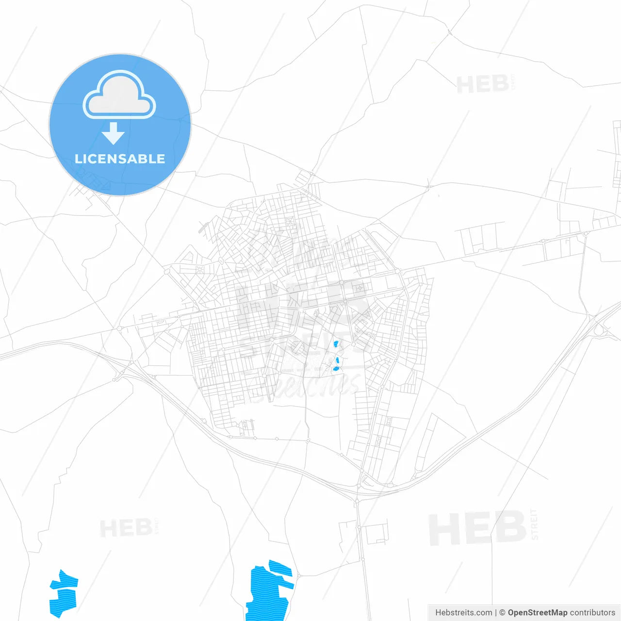 El Ejido, Spain PDF vector map with water in focus