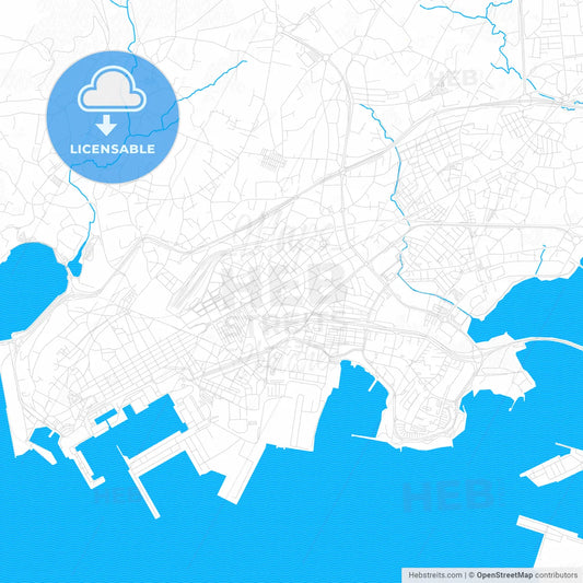 Ferrol, Spain PDF vector map with water in focus
