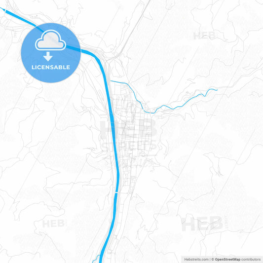 Mieres, Spain PDF vector map with water in focus