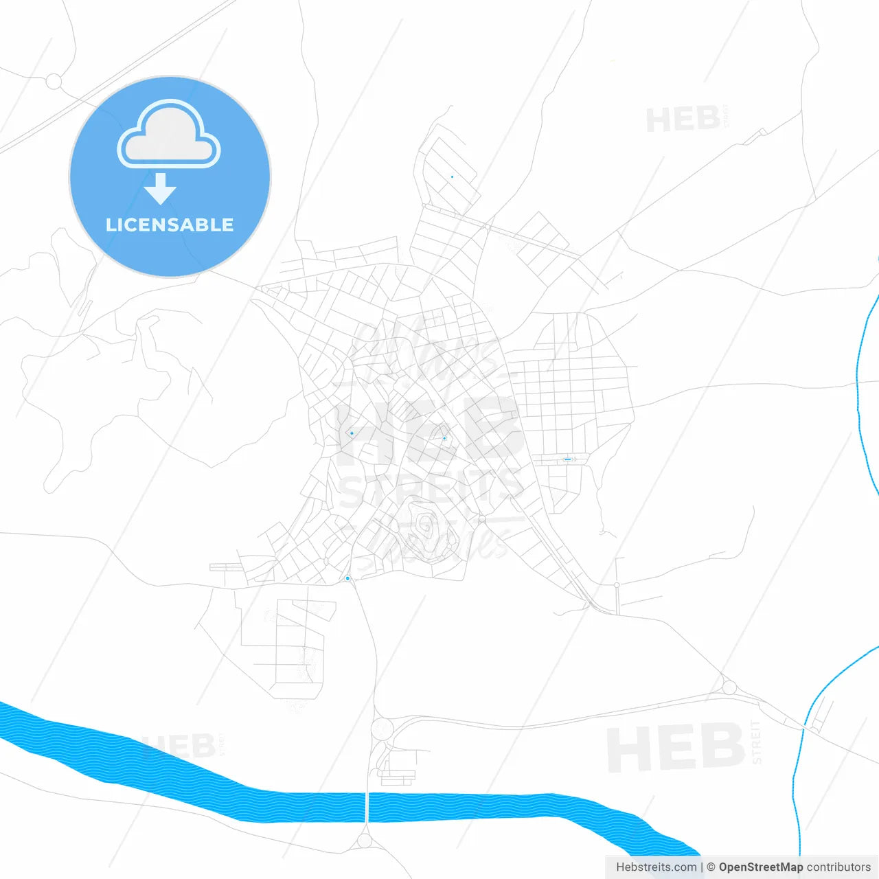 Mazarrón, Spain PDF vector map with water in focus