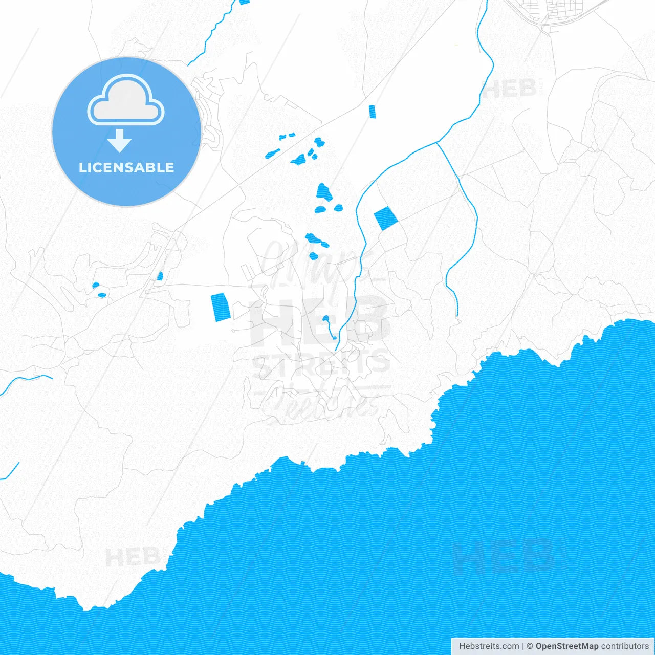 Atamaría, Spain PDF vector map with water in focus