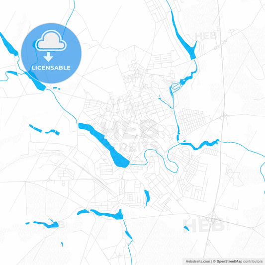 Uman, Ukraine PDF vector map with water in focus