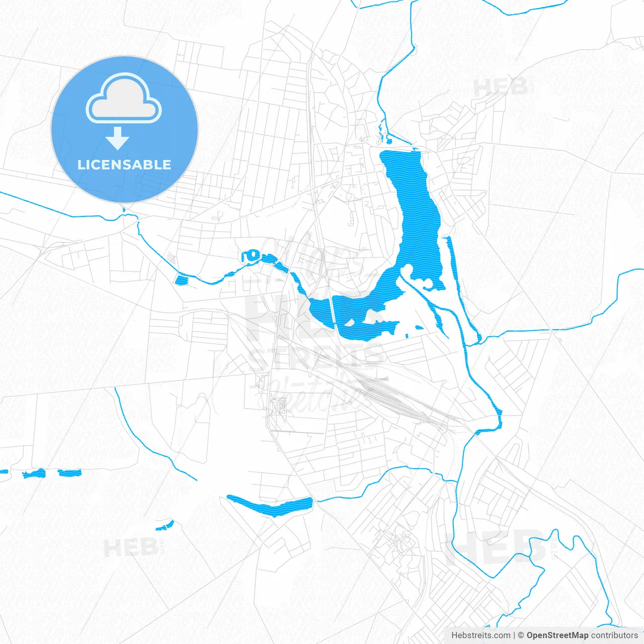 Smila, Ukraine PDF vector map with water in focus