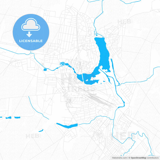 Smila, Ukraine PDF vector map with water in focus