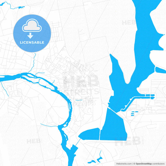 Yuzhnoukrainsk, Ukraine PDF vector map with water in focus