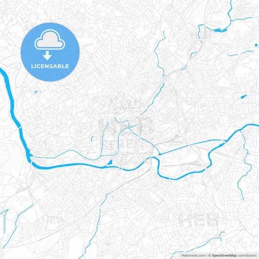 Bristol, England PDF vector map with water in focus