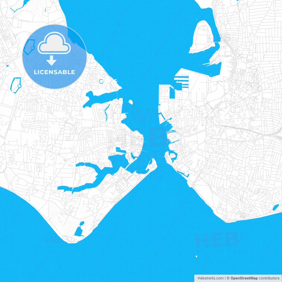 Gosport, England PDF vector map with water in focus