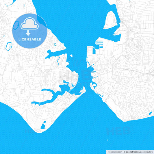 Gosport, England PDF vector map with water in focus