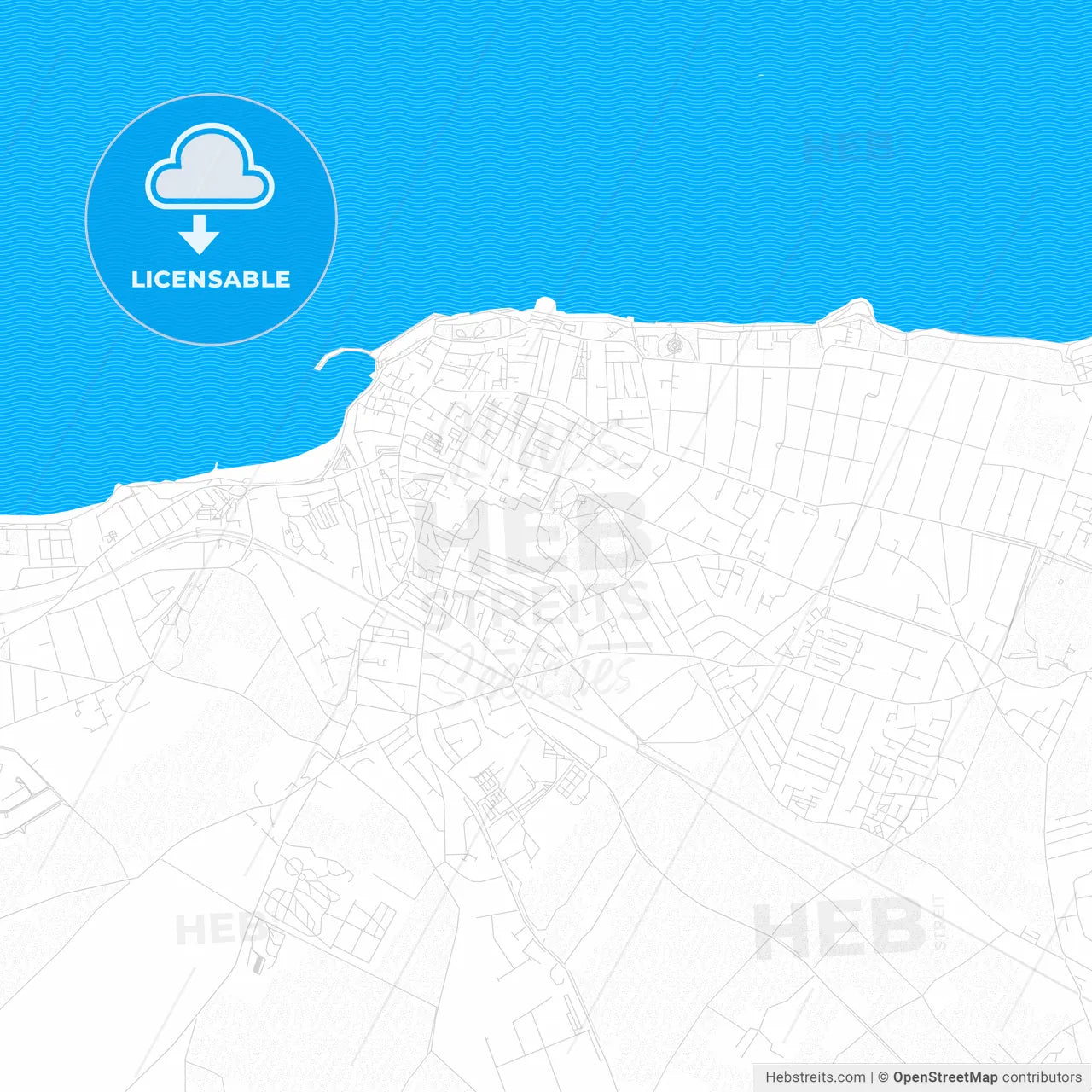 Margate, England PDF vector map with water in focus