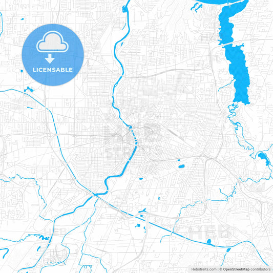 Rochester, New York, United States, PDF vector map with water in focus