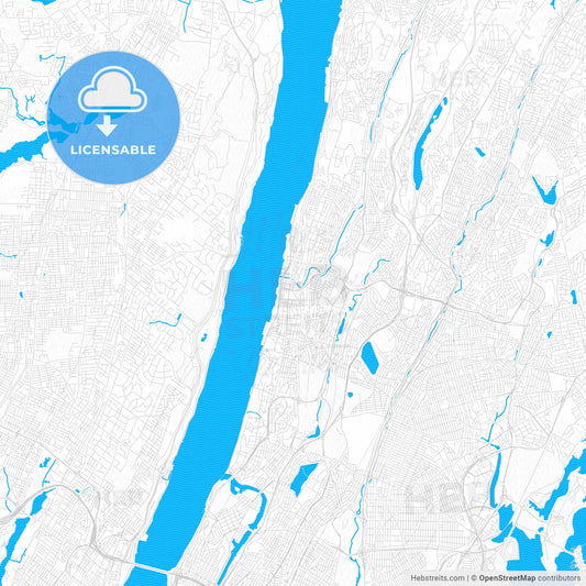Yonkers, New York, United States, PDF vector map with water in focus