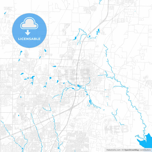 Mckinney, Texas, United States, PDF vector map with water in focus