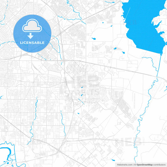 Mesquite, Texas, United States, PDF vector map with water in focus