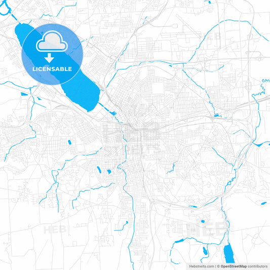 Syracuse, New York, United States, PDF vector map with water in focus