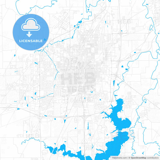 Springfield, Illinois, United States, PDF vector map with water in focus