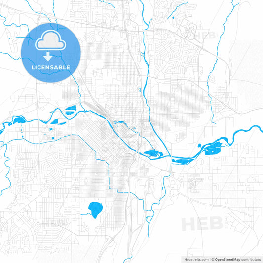 Pueblo, Colorado, United States, PDF vector map with water in focus